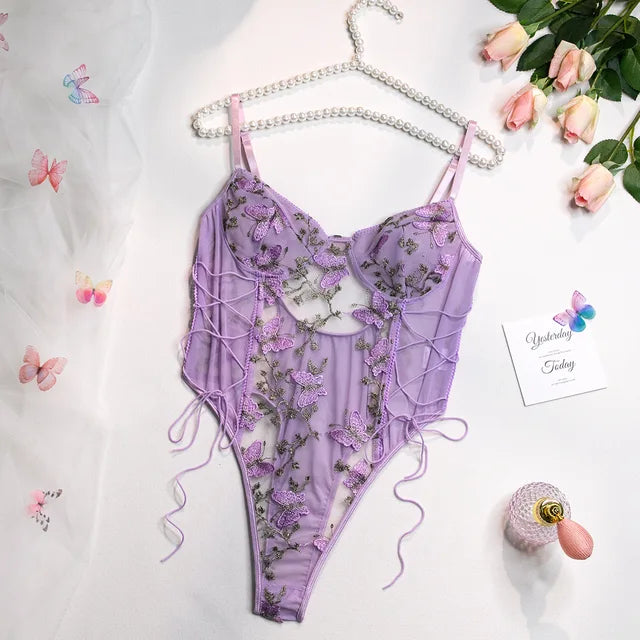 Amélie | Geborduurde Vlinder Bodysuit