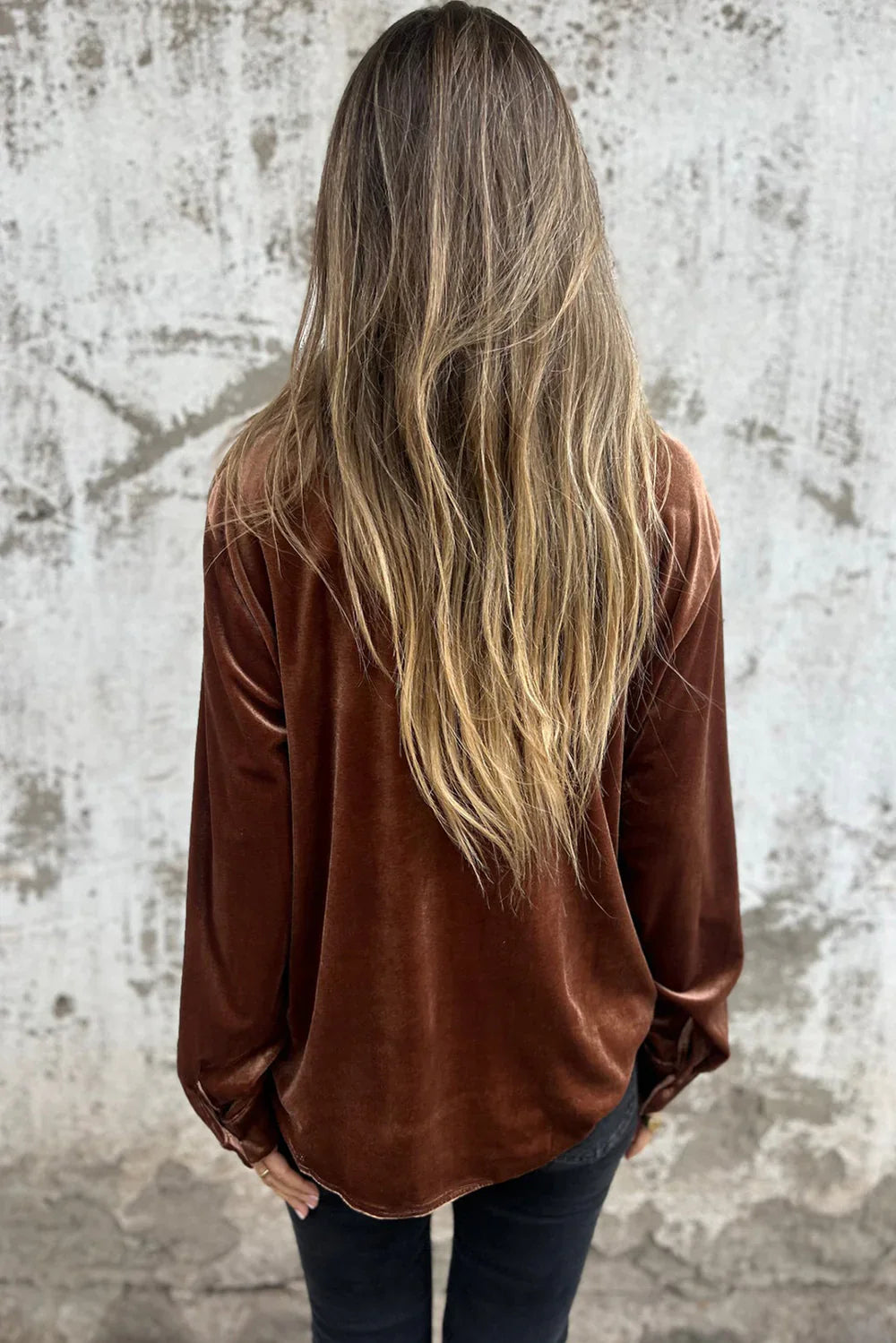 Isabella | Velvet Button-Up Blouse