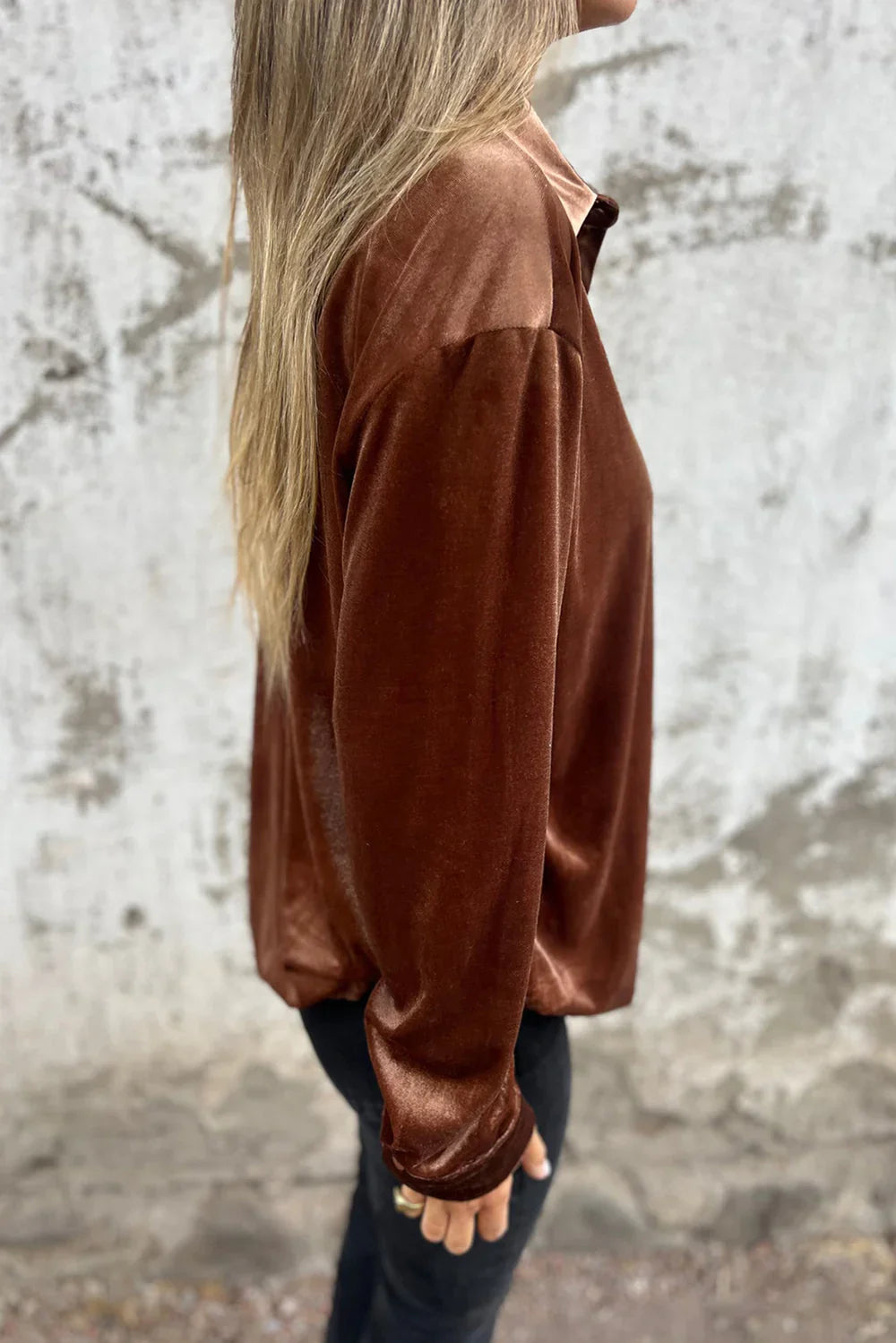 Isabella | Velvet Button-Up Blouse